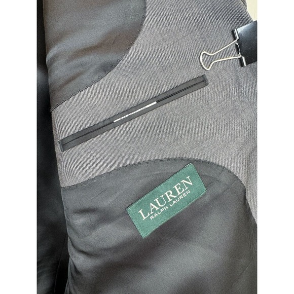 LAUREN RALPH LAUREN Mens Blazer Sport Coat 46R Wool Gray Check Two Button Jacket - Picture 4 of 5